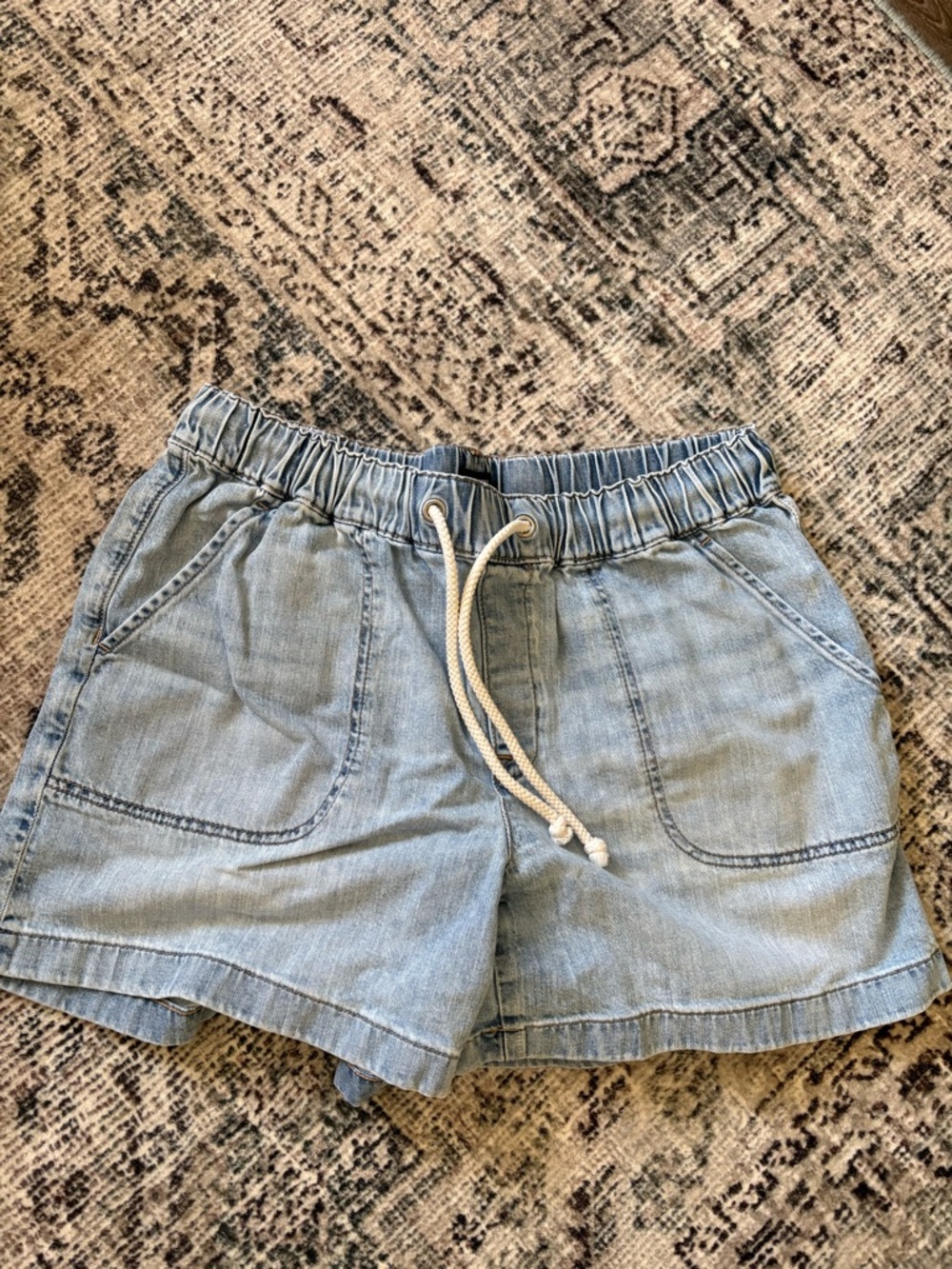 J. Crew Factory Light Blue Drawstring Chambray Jean Shorts